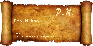 Pap Miksa névjegykártya